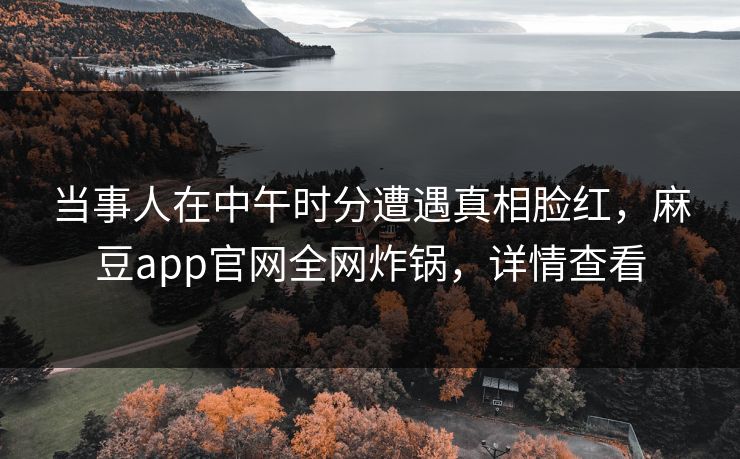 当事人在中午时分遭遇真相脸红，麻豆app官网全网炸锅，详情查看