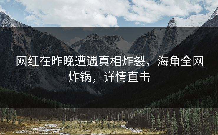 网红在昨晚遭遇真相炸裂，海角全网炸锅，详情直击